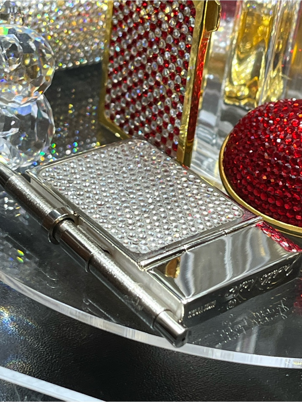 Judith Leiber Vintage Silver Crystal Notebook with Pen, Like NEW
